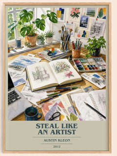 Steal like an artist book cover book poster by Austin Kleon – framed literary art print