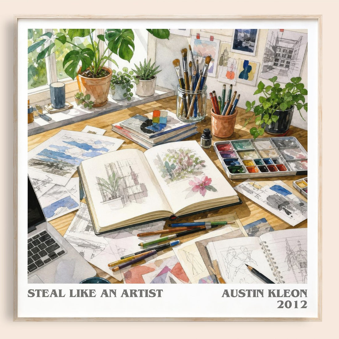 Steal like an artist literary book poster by Austin Kleon – framed literary art print