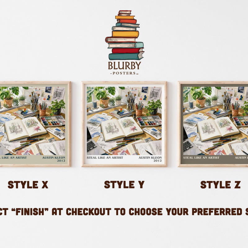 Steal like an artist literary print in frame leaning in hallway – non fiction wall art