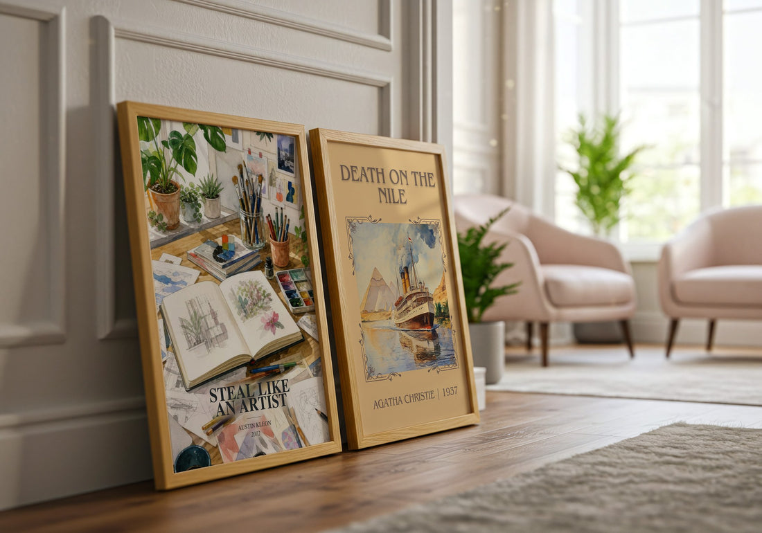 Steal like an artist watercolour print framed by window – literary home decor