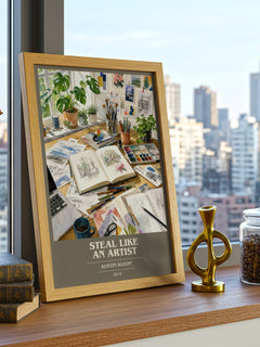 Steal like an artist book cover print framed by window – literary home decor