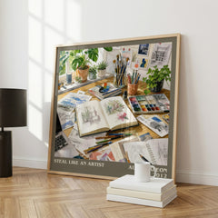 Steal like an artist literary print framed by window – literary home decor