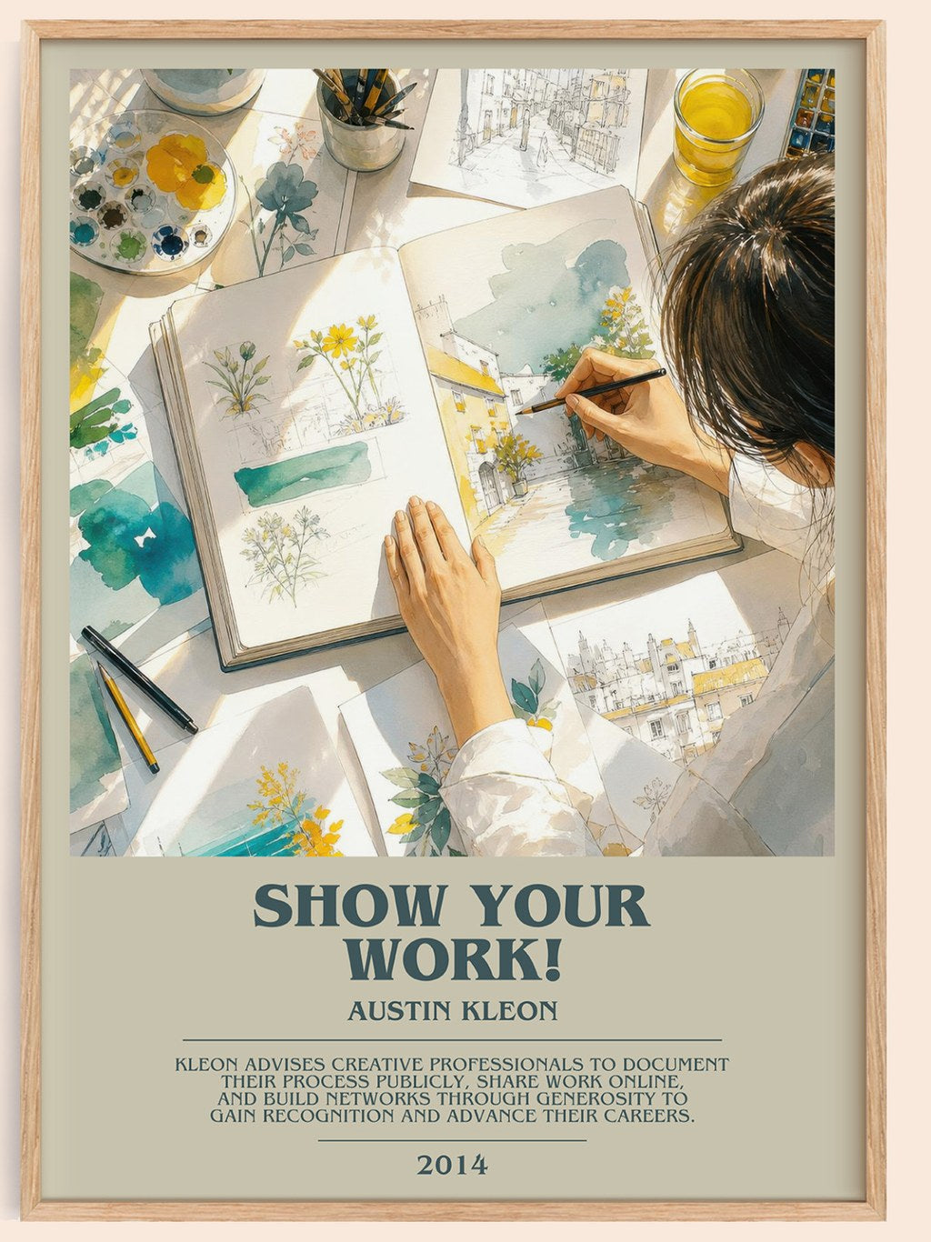 Show Your Work! bookish book poster by Austin Kleon – framed literary art print