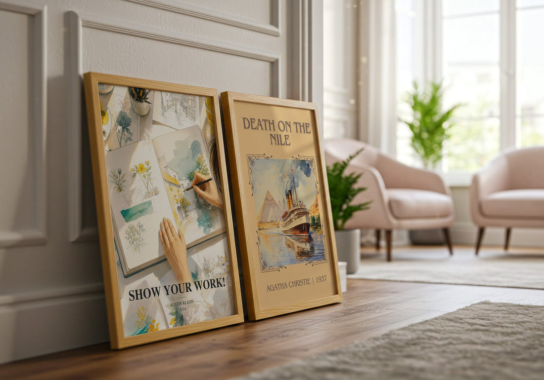 Show Your Work! watercolour print framed by window – literary home decor