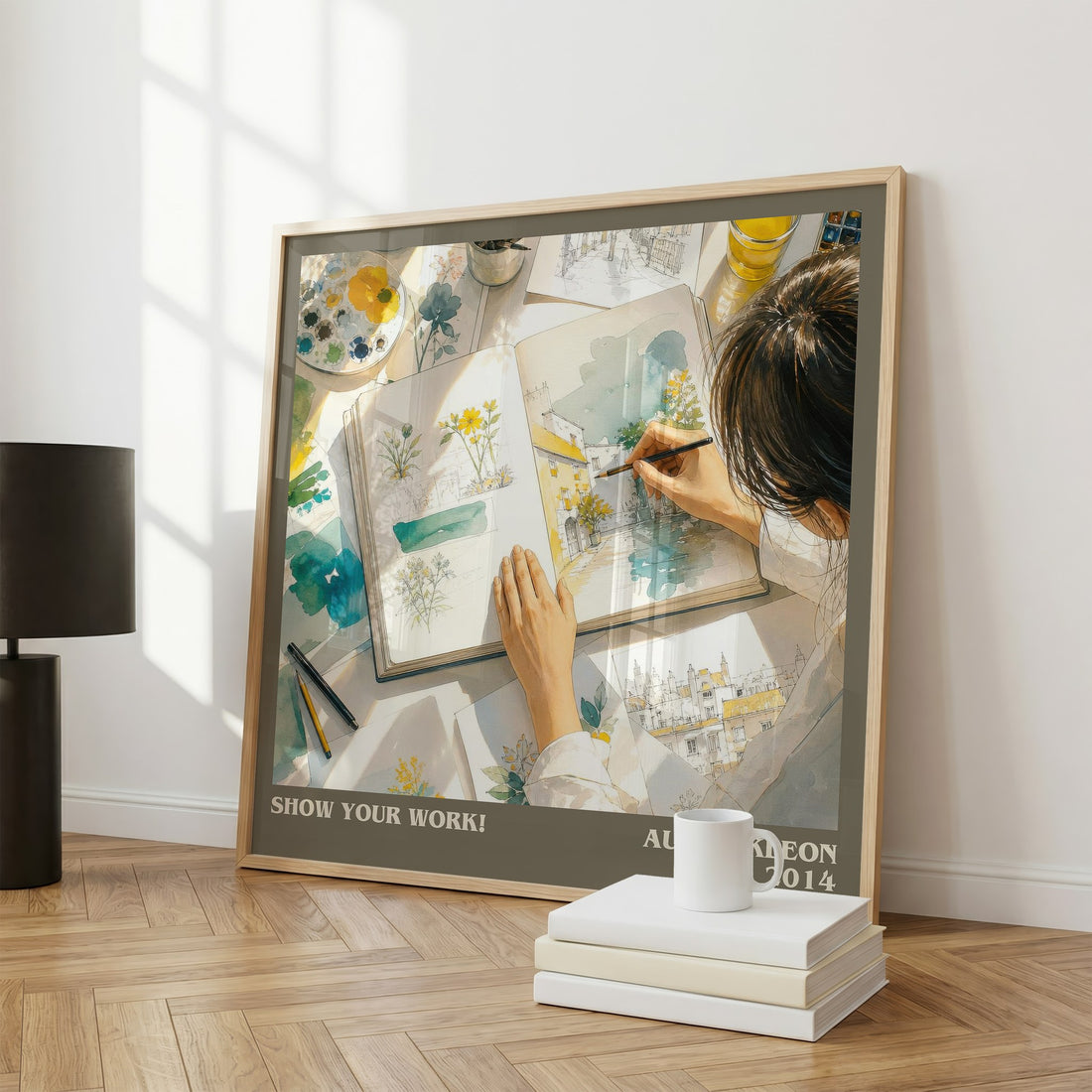 Show Your Work! literary print framed by window – literary home decor