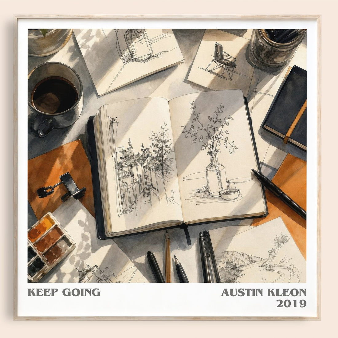 Keep Going literary book poster by Austin Kleon – framed literary art print