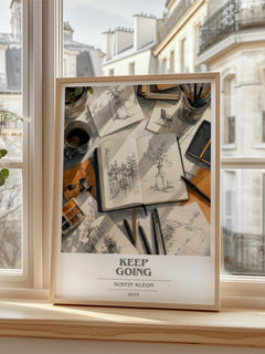 Keep Going book cover poster colour and style options – Austin Kleon book art