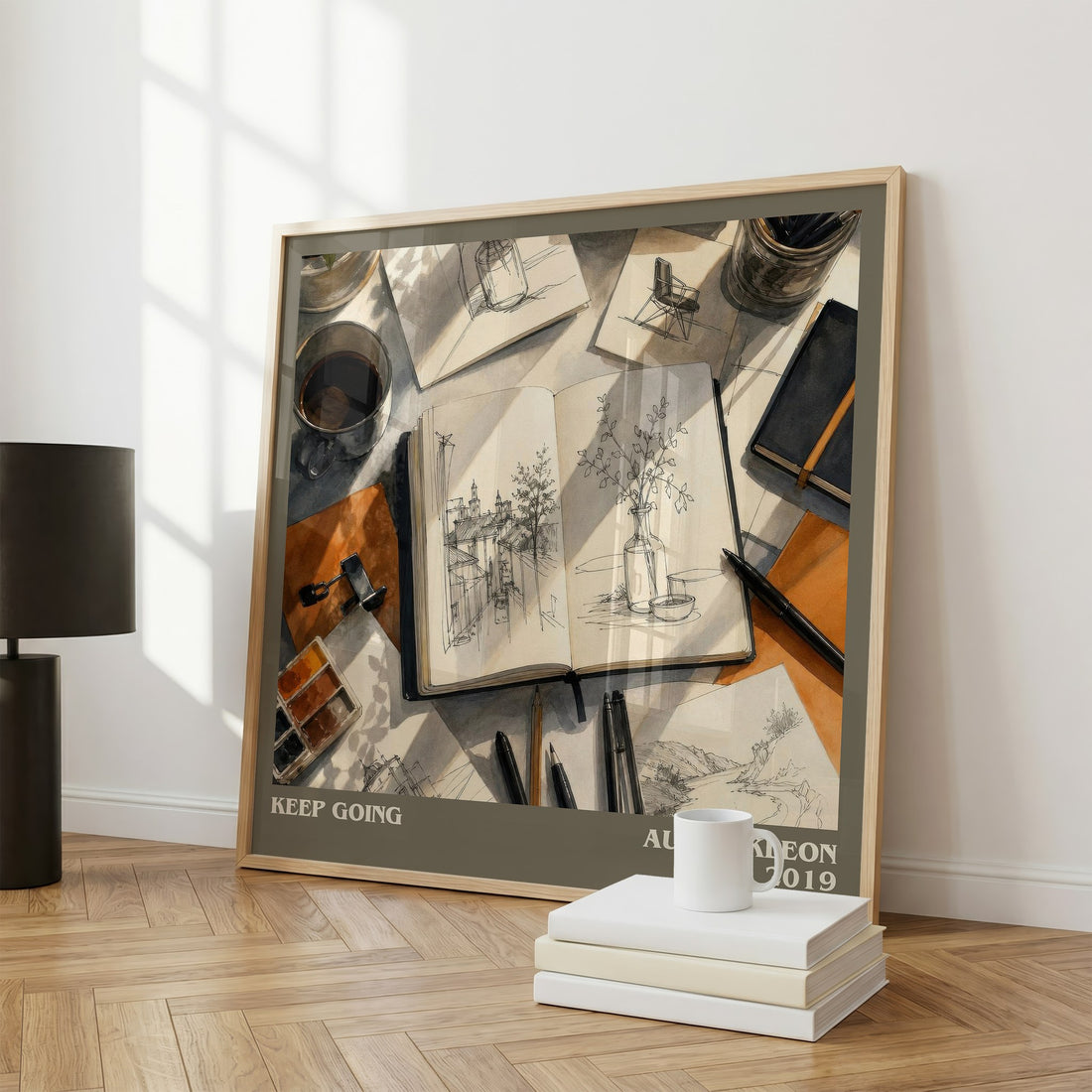 Keep Going literary print framed by window – literary home decor