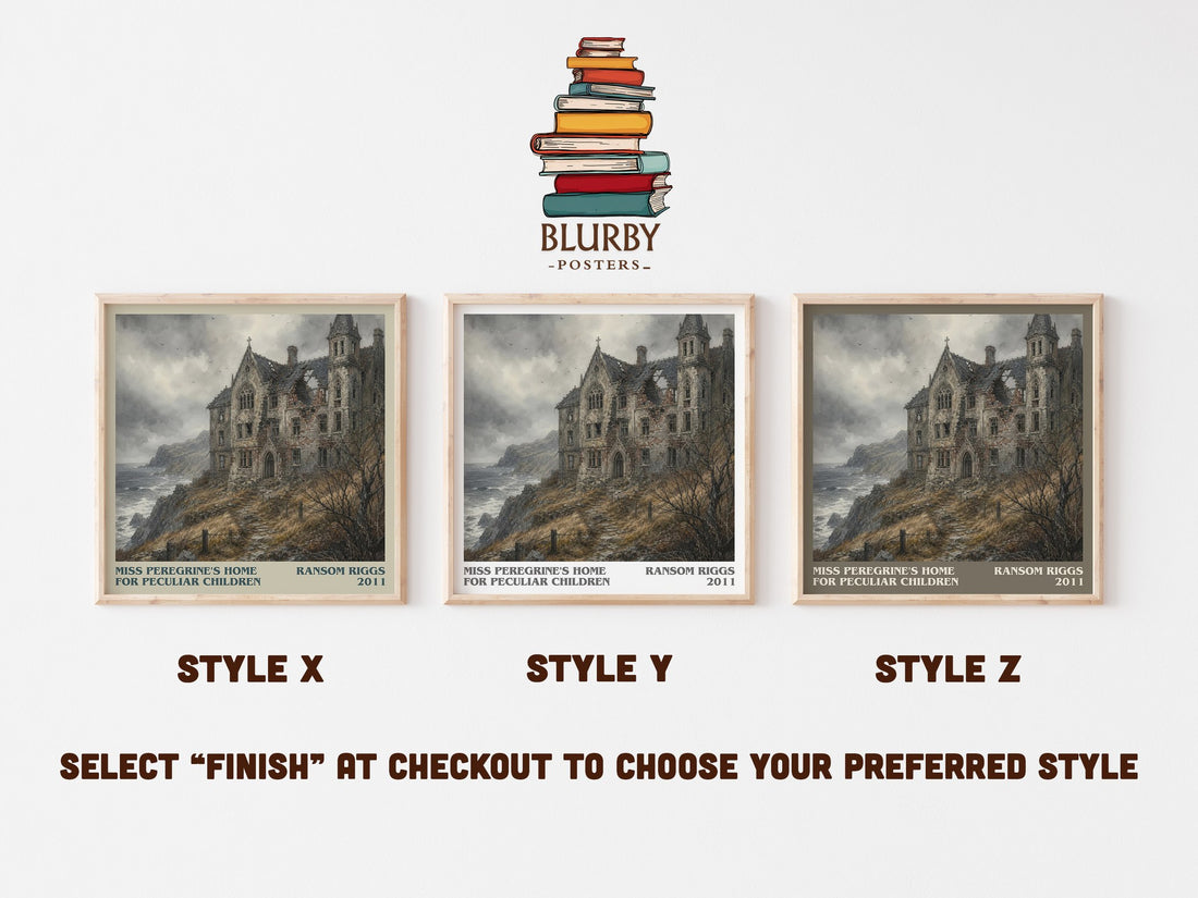 Miss Peregrine's Home for Peculiar Children literary print in frame leaning in hallway – fantasy wall art (mockup)