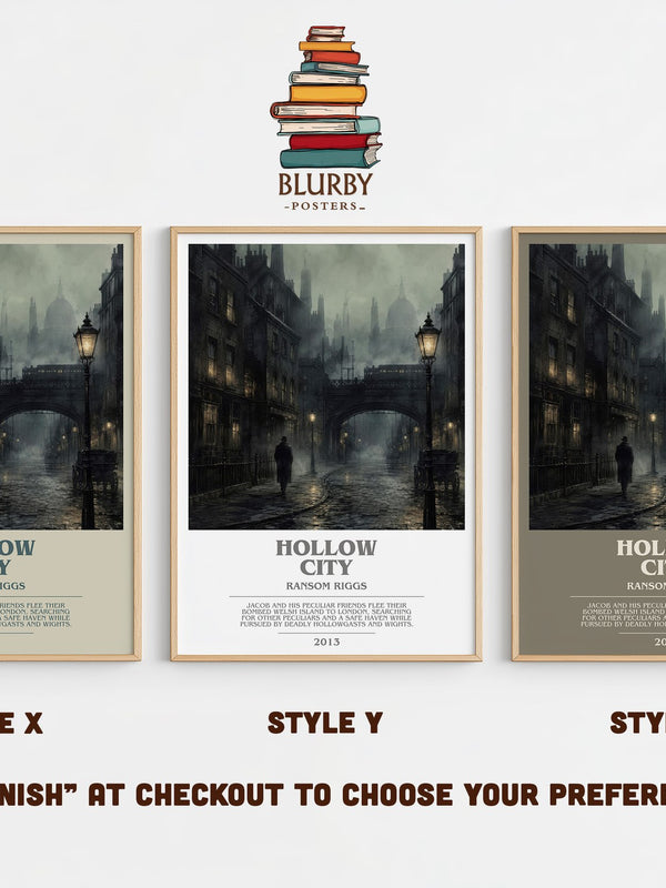 Hollow City bookish print in frame leaning in hallway – fantasy wall art