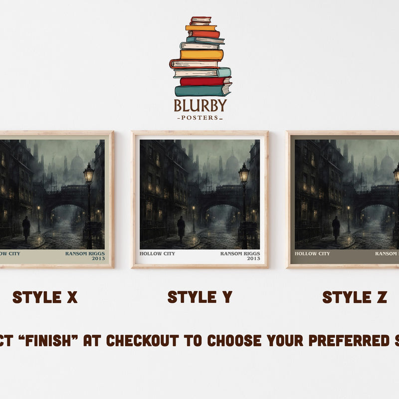 Hollow City literary print in frame leaning in hallway – fantasy wall art