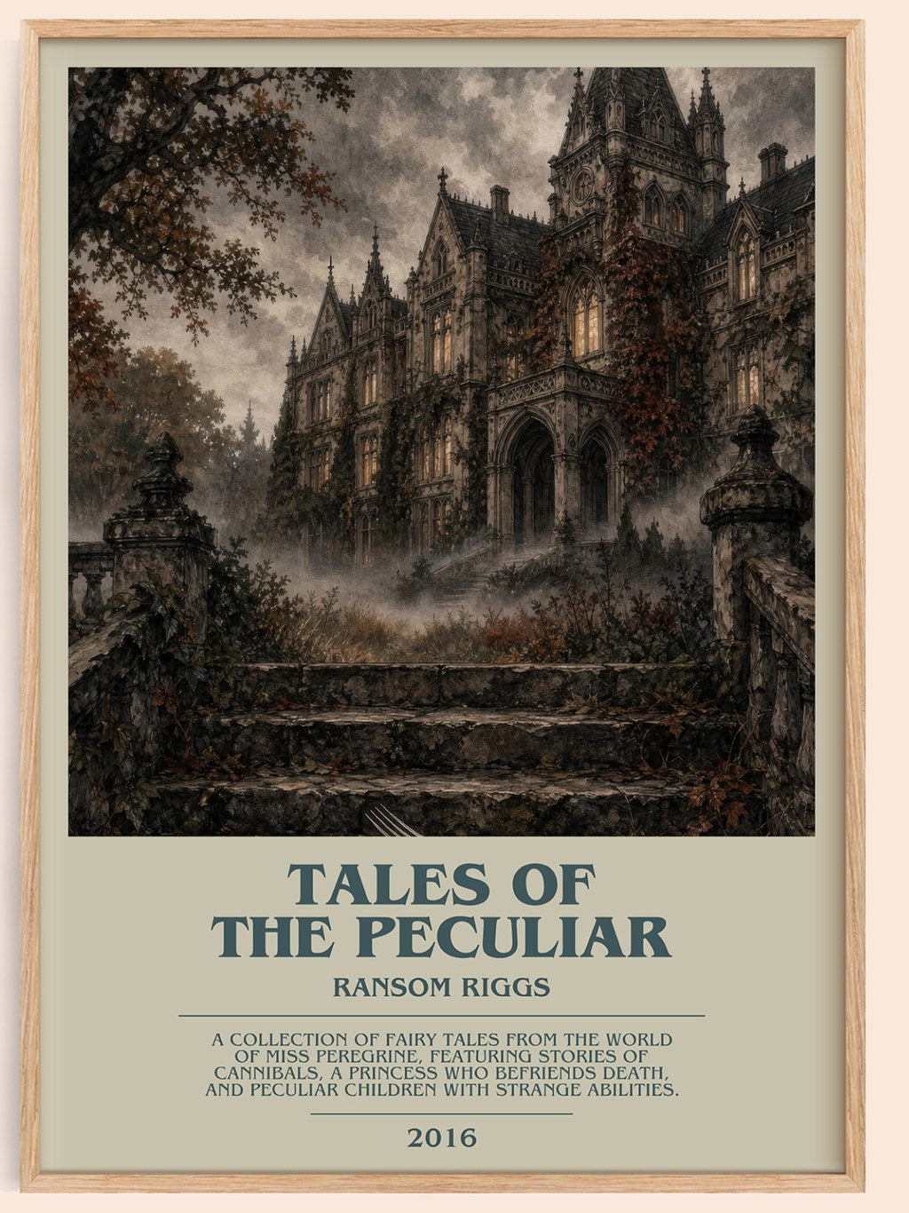 Tales of the Peculiar bookish book poster by Ransom Riggs – framed literary art print