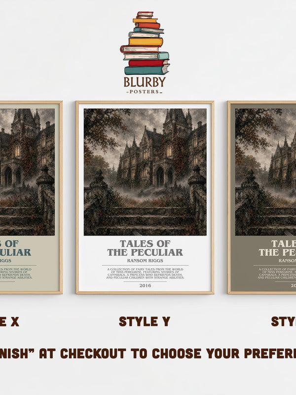 Tales of the Peculiar bookish print in frame leaning in hallway – fantasy wall art
