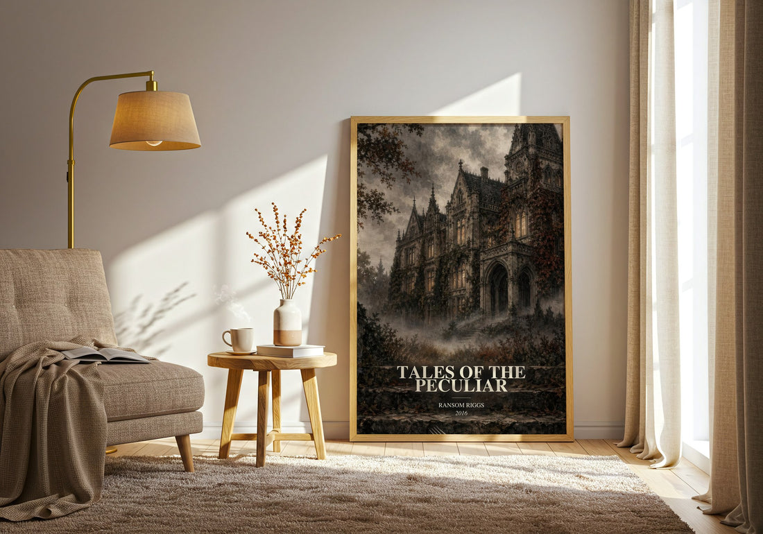 Tales of the Peculiar watercolour print in frame leaning in hallway – fantasy wall art