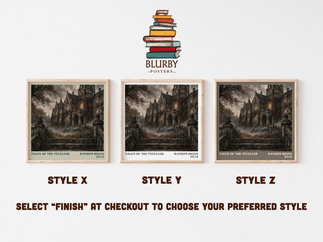 Tales of the Peculiar literary print in frame leaning in hallway – fantasy wall art (mockup)