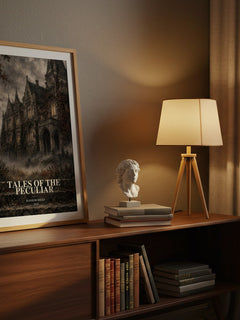 Tales of the Peculiar watercolour print on bookshelf – Ransom Riggs fan gift