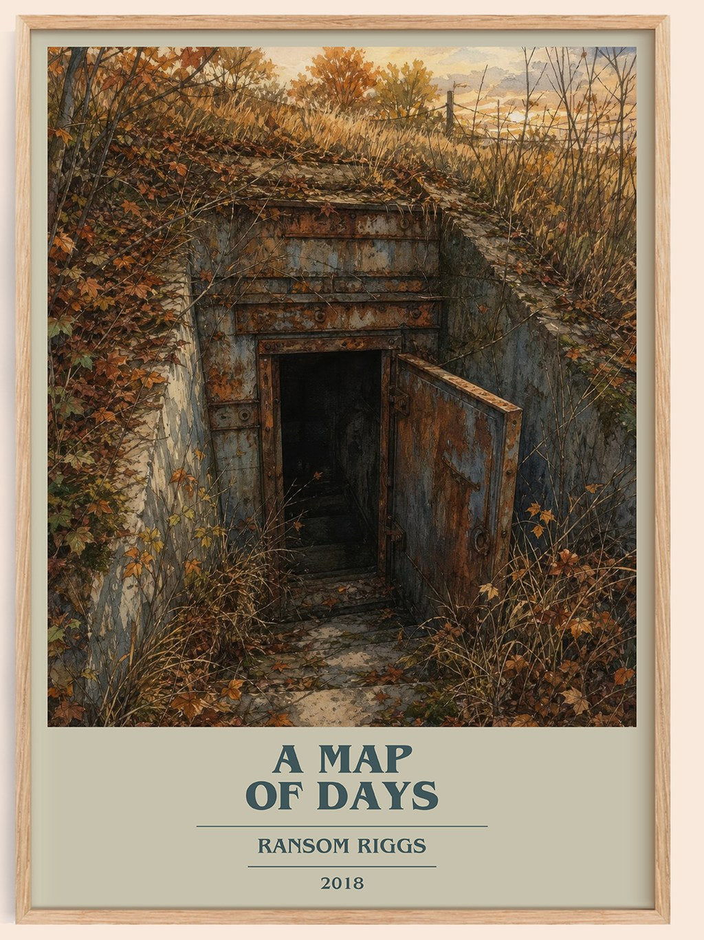A Map of Days book cover book poster by Ransom Riggs – framed literary art print