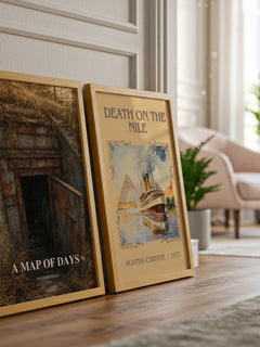 A Map of Days watercolour print framed by window – literary home decor