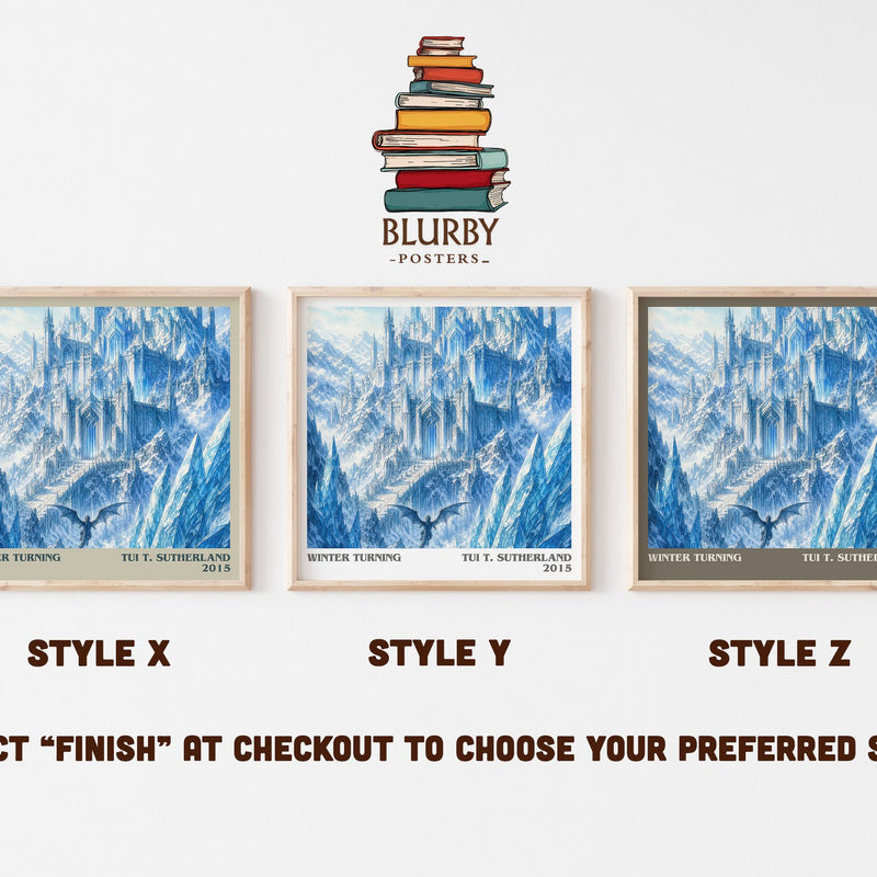 Winter Turning literary print in frame leaning in hallway – fantasy wall art