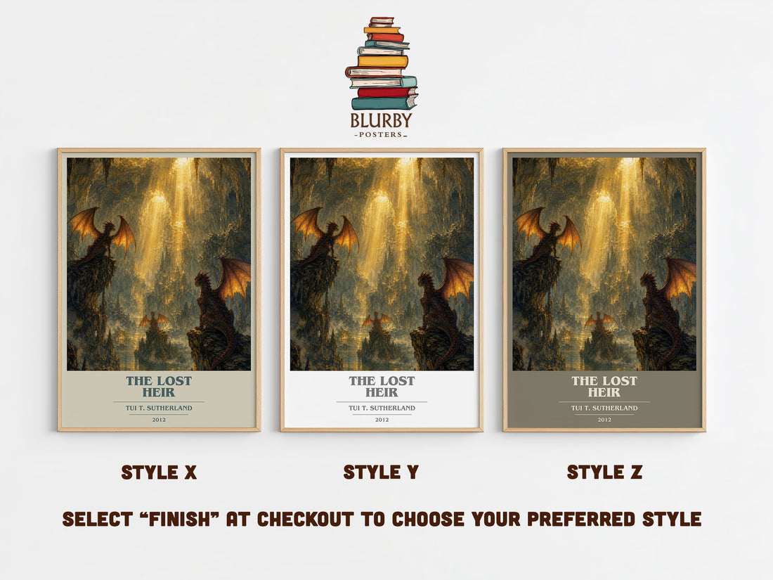 The Lost Heir book cover print in frame leaning in hallway – childrens wall art (mockup)