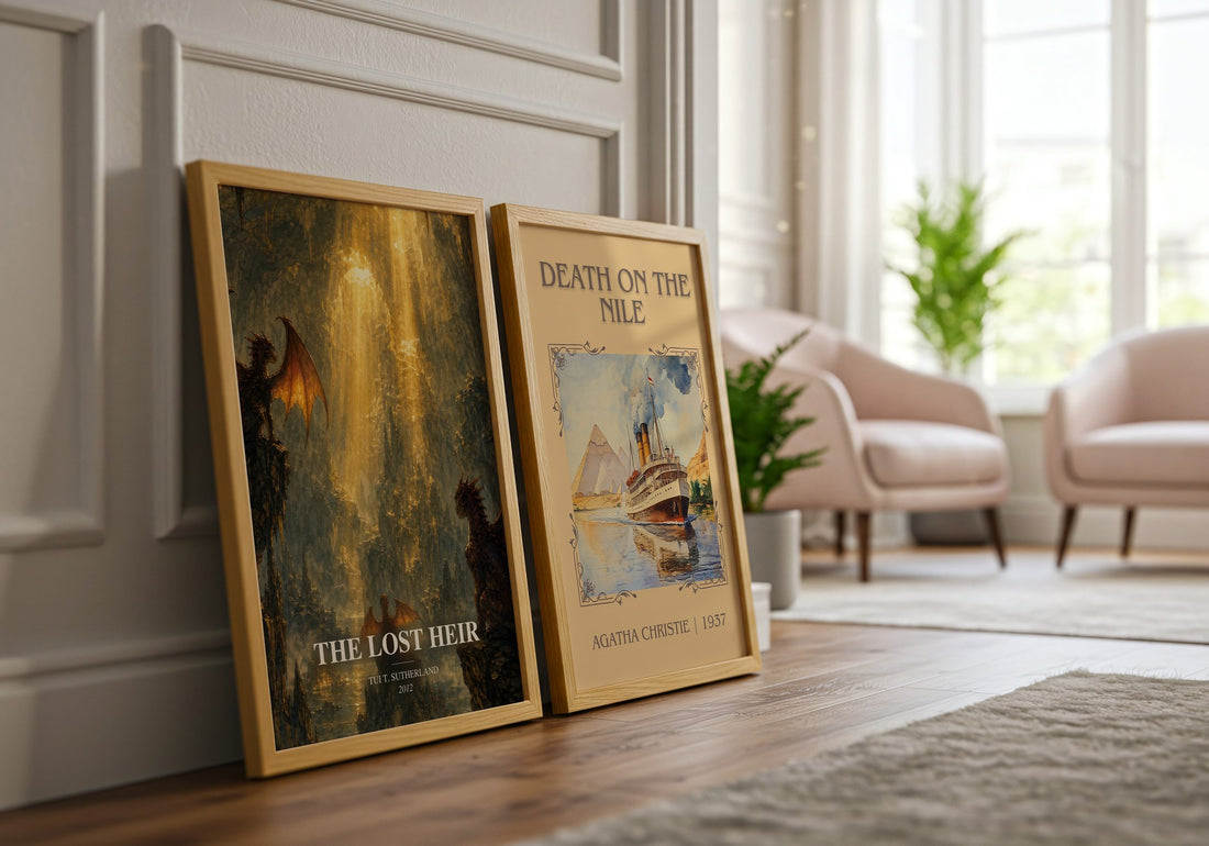 The Lost Heir watercolour print framed by window – literary home decor