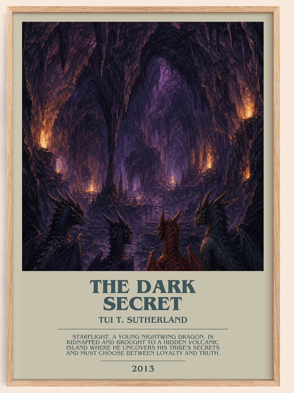 The Dark Secret bookish book poster by Tui T. Sutherland – framed literary art print