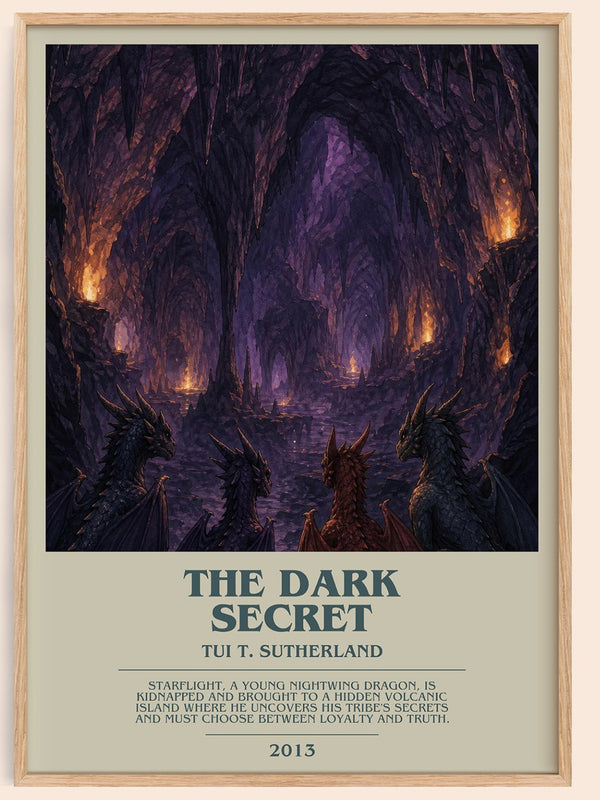 The Dark Secret bookish book poster by Tui T. Sutherland – framed literary art print