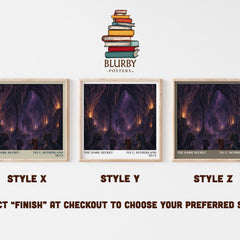 The Dark Secret literary print in frame leaning in hallway – fantasy wall art