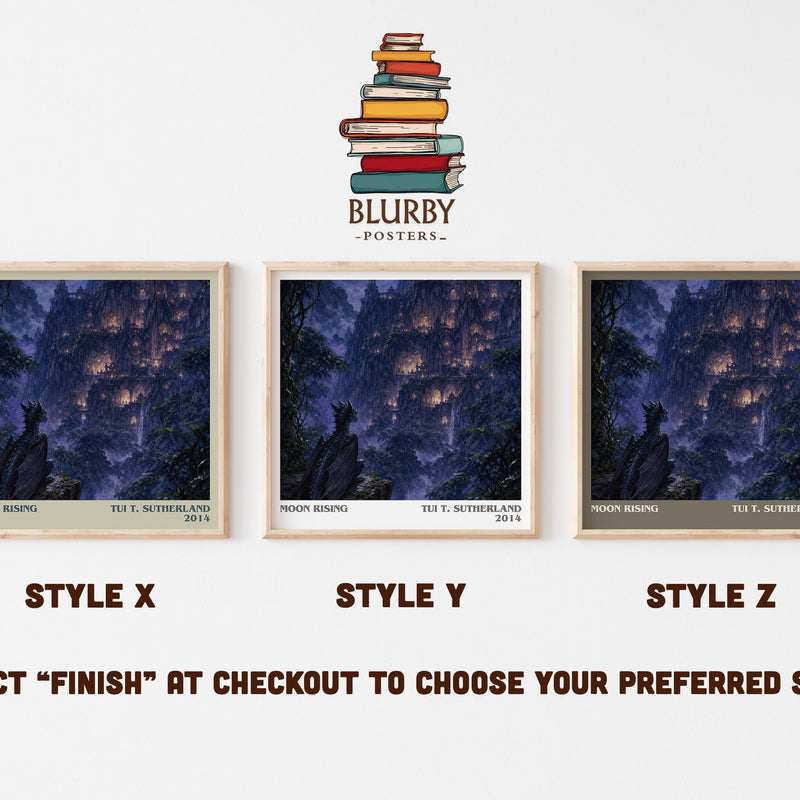 Moon Rising literary print in frame leaning in hallway – fantasy wall art