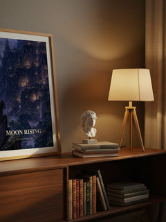 Moon Rising watercolour print on bookshelf – Tui T. Sutherland fan gift