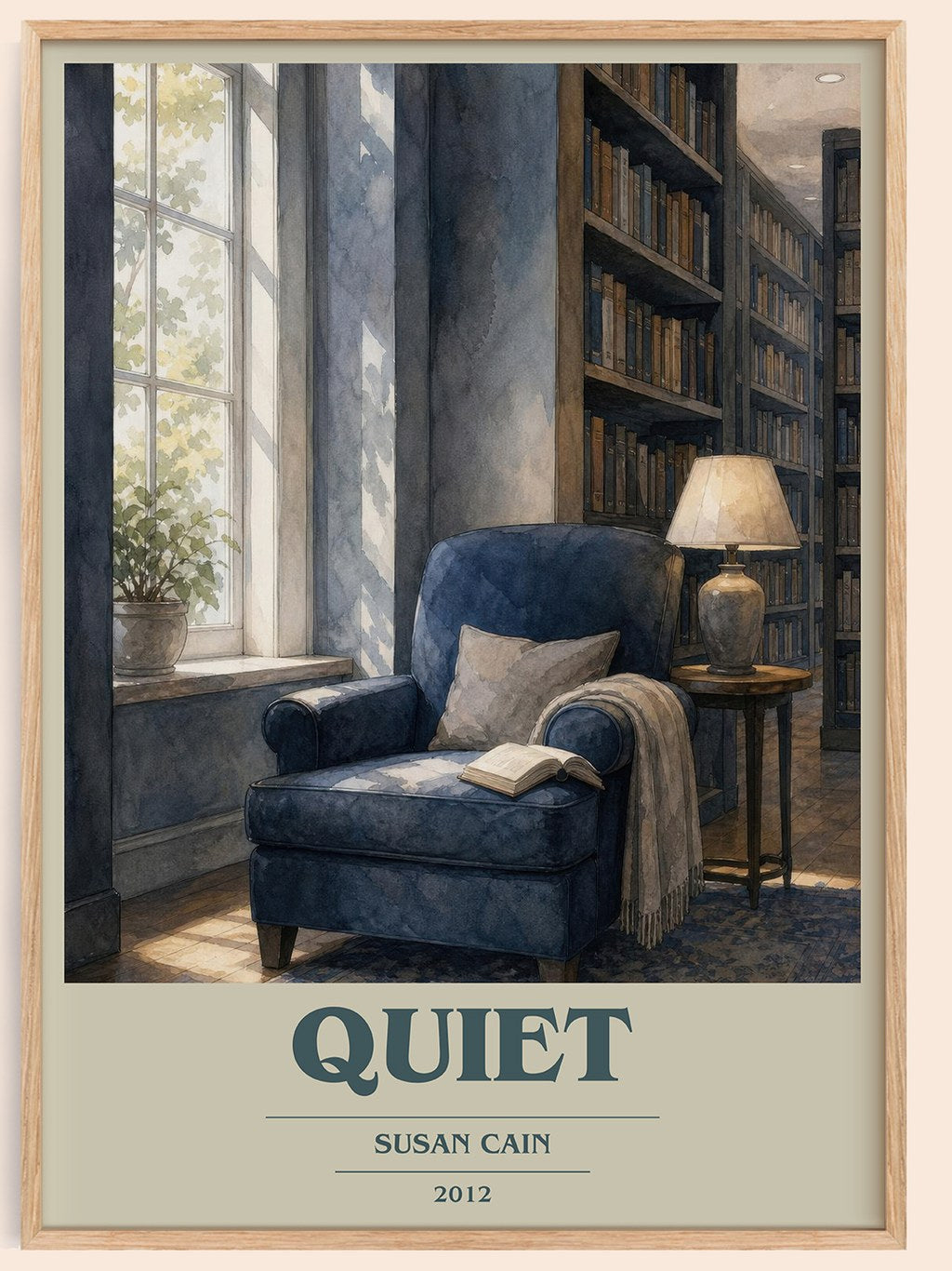 Quiet book cover book poster by Susan Cain – framed literary art print