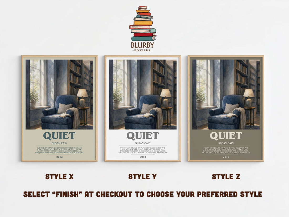 Quiet bookish print in frame leaning in hallway – non fiction wall art (mockup)