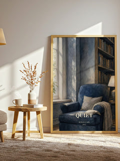Quiet watercolour print in frame leaning in hallway – non fiction wall art
