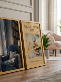 Quiet watercolour print framed by window – literary home decor