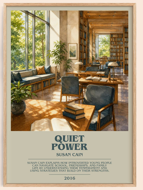 Quiet power bookish book poster by Susan Cain – framed literary art print