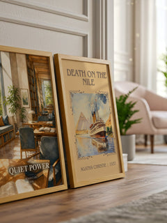 Quiet power watercolour print framed by window – literary home decor