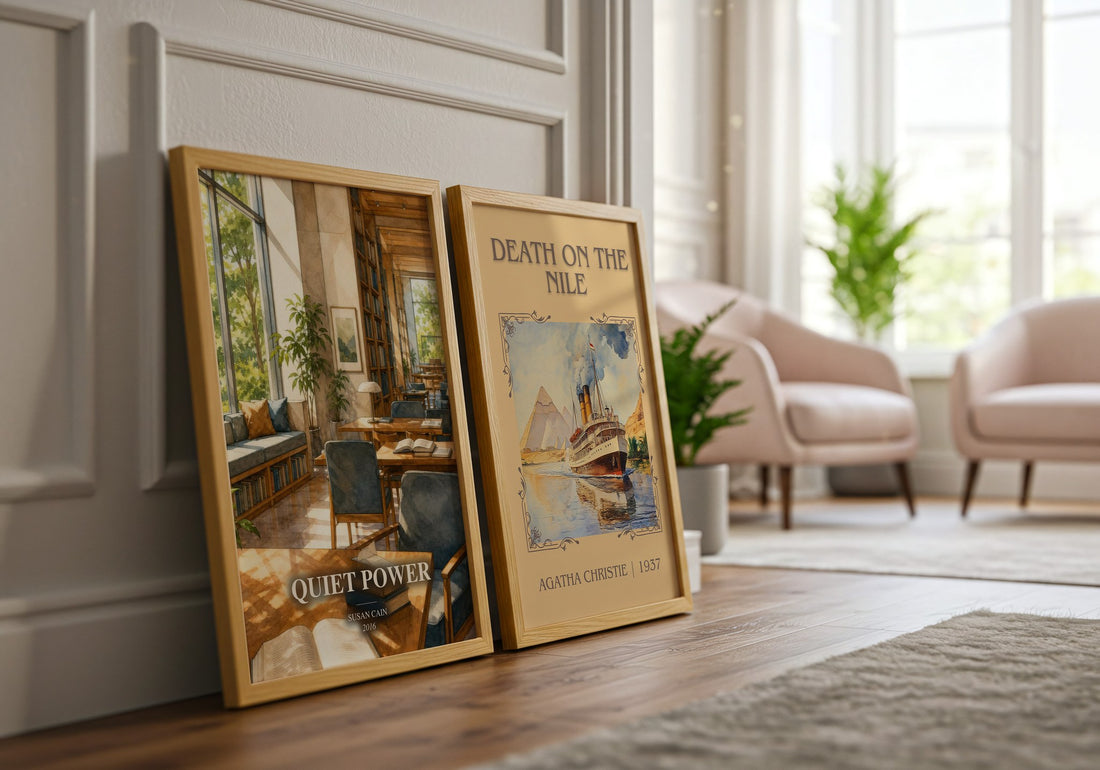 Quiet power watercolour print framed by window – literary home decor