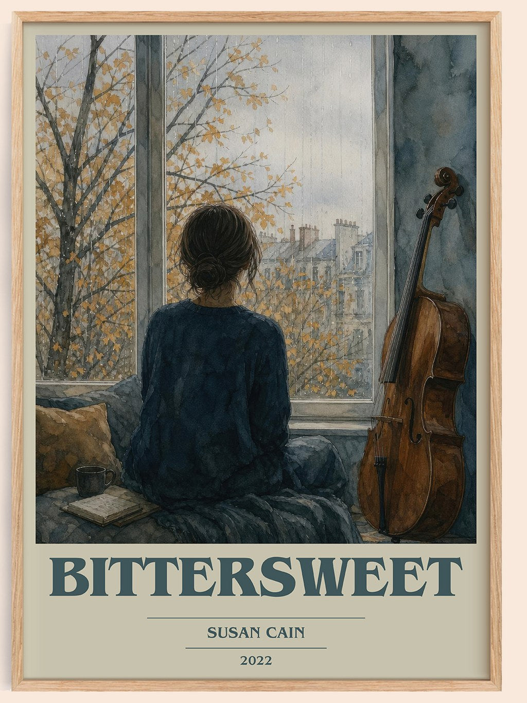 Bittersweet book cover book poster by Susan Cain – framed literary art print