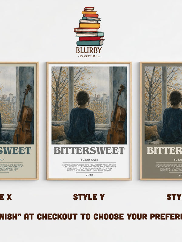 Bittersweet bookish print in frame leaning in hallway – non fiction wall art