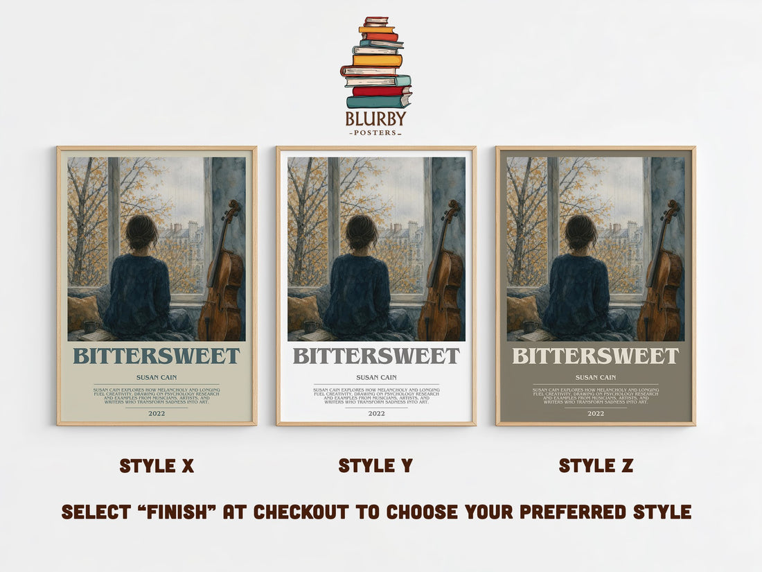 Bittersweet bookish print in frame leaning in hallway – non fiction wall art (mockup)