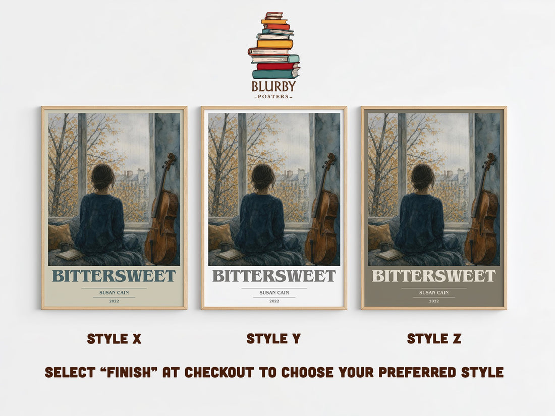 Bittersweet book cover print in frame leaning in hallway – non fiction wall art (mockup)