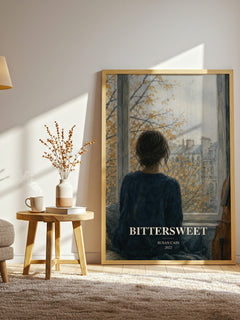 Bittersweet watercolour print in frame leaning in hallway – non fiction wall art