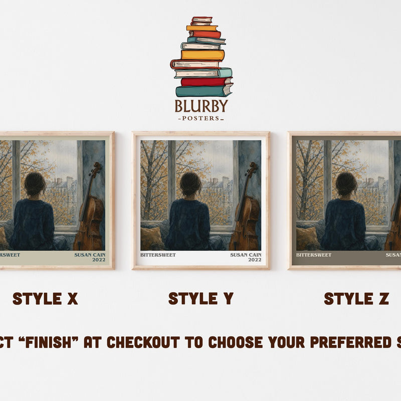 Bittersweet literary print in frame leaning in hallway – non fiction wall art