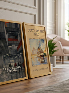 A Clockwork Orange watercolour print framed by window – literary home decor