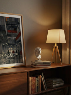 A Clockwork Orange watercolour print on bookshelf – Anthony Burgess fan gift