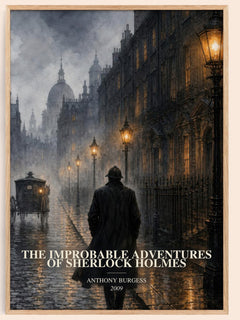 The Improbable Adventures of Sherlock Holmes watercolour book poster by Anthony Burgess – framed literary art print