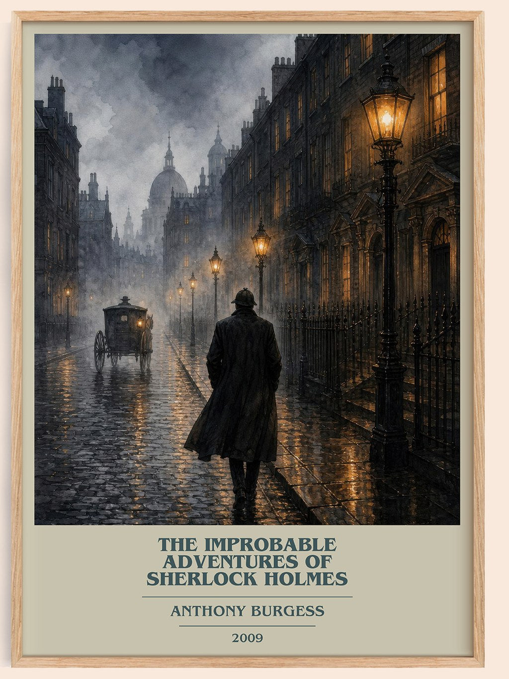 The Improbable Adventures of Sherlock Holmes book cover book poster by Anthony Burgess – framed literary art print
