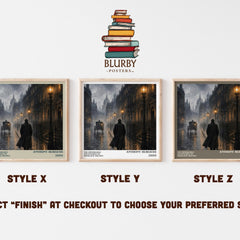 The Improbable Adventures of Sherlock Holmes literary print in frame leaning in hallway – mystery wall art