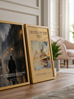 The Improbable Adventures of Sherlock Holmes watercolour print framed by window – literary home decor