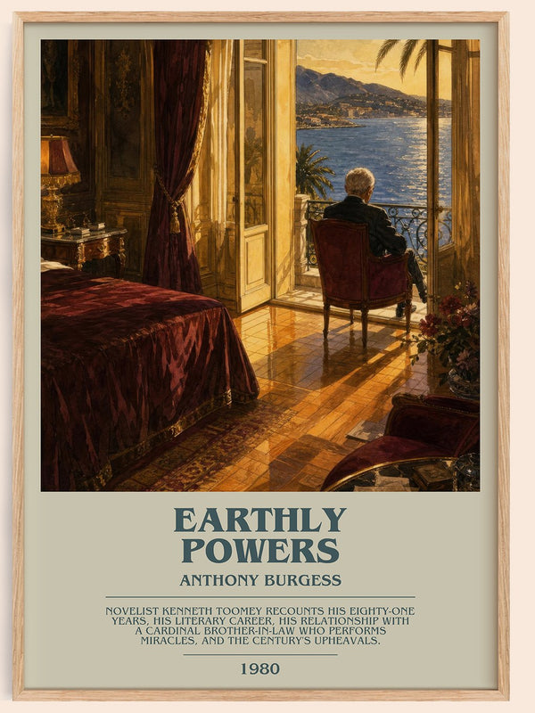 Earthly Powers bookish book poster by Anthony Burgess – framed literary art print